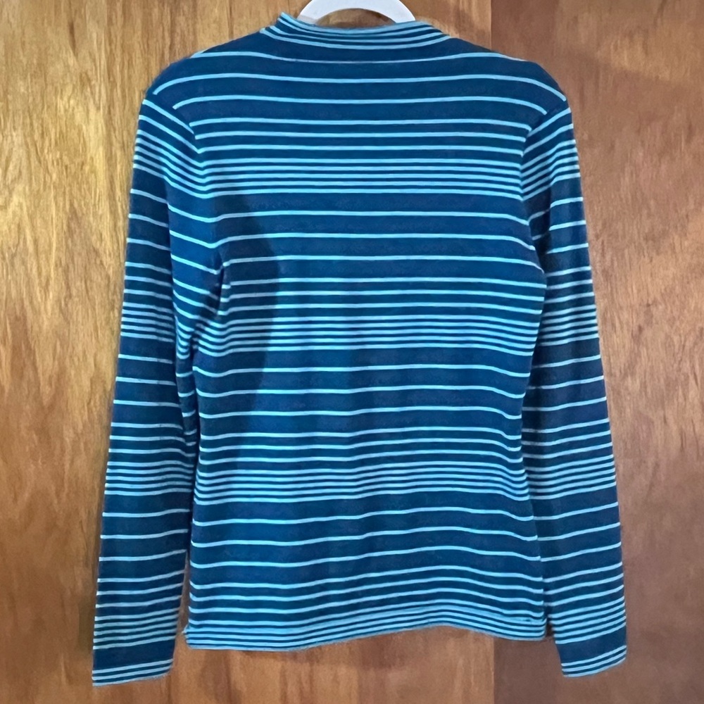 TITLE NINE Striped Blue Knit Shirt Sz S